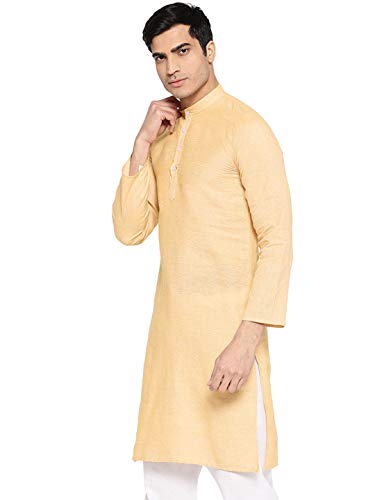 Image of Vastraa Fusion Men's Printed Kurta Pure Cotton Long Kurta, Round Collar, Full Sleeves, Button Kurta, Ethnic Wear