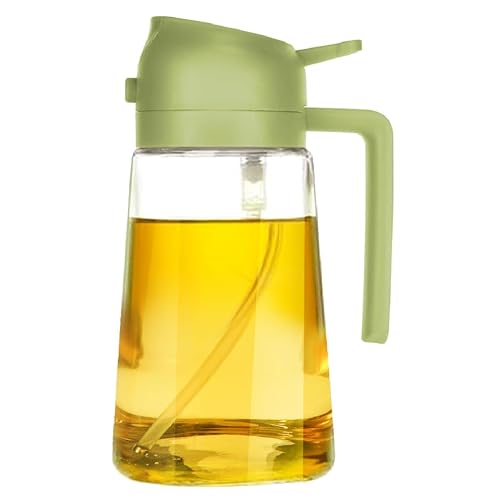 TrendPlain 16oz Oil Dispenser Bottle with Sprayer - 2-in-1 Olive Oil Dispenser and Sprayer - 470ml, Green or Black, Plastic, Reusable, Modern, Cooking, Salad, Barbecue