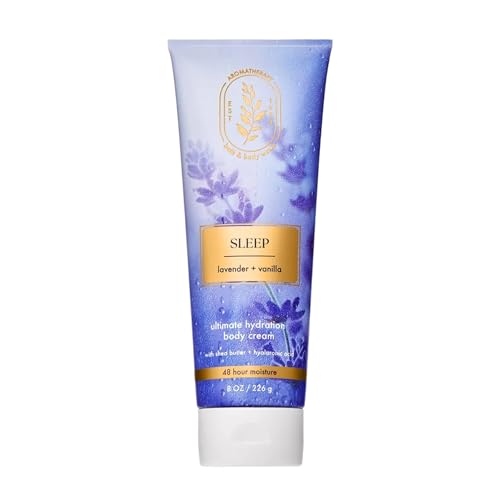 Bath & Body Works Lavender Vanilla Aromatherapy Body Cream Ultimate Hydration Moisturizer with Shea Butter & Hyaluronic Acid for Dry Skin 8 fl oz - 1 Pack
