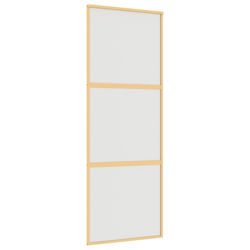 vidaXL Sliding Door, Barn Door for Home Internal, Sliding Door Panel with Assembly Kit, Sliding Gate, Gold Frosted ESG Glass and Aluminium