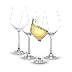 JoyJolt Layla White Wine Glasses, Set of 4 Italian Glasses, 13.5 oz Clear – Made in Europe