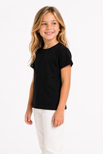 Image of DYCA by Bodycare Girls Solid Cotton T-Shirt, Round Neck Half Sleeves, Casual Regular Fit, Comfortable Tshirt for Kids