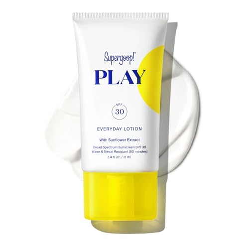 Supergoop! PLAY Everyday Lotion SPF 50 - Broad Spectrum Body & Face Sunscreen - Great for Active Days - Fast Absorbing, Water & Sweat Resistant - 2.4 fl oz