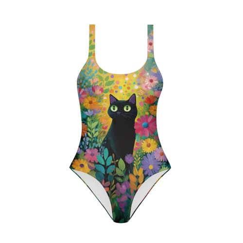 Image of One Piece Bathing Suit for Teen Girls Comfy Crewneck Backless Bathing Suit
