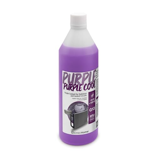 ErrecHome Purple Cool, Fluido para radiadores Morado -10°C/+103°C, anticongelante G13 con paquete de aditivos de glicerina, Listo para usar, 1 Litro