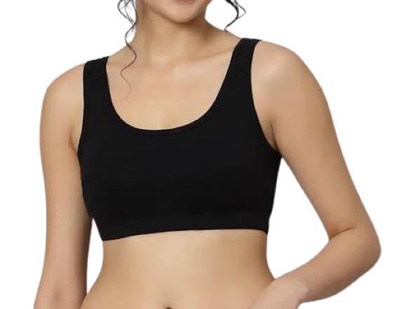 Women's Sports Bra, Seamless Scoop Neck Tank Style, Black,Free Size (28 to 32)-picture-14