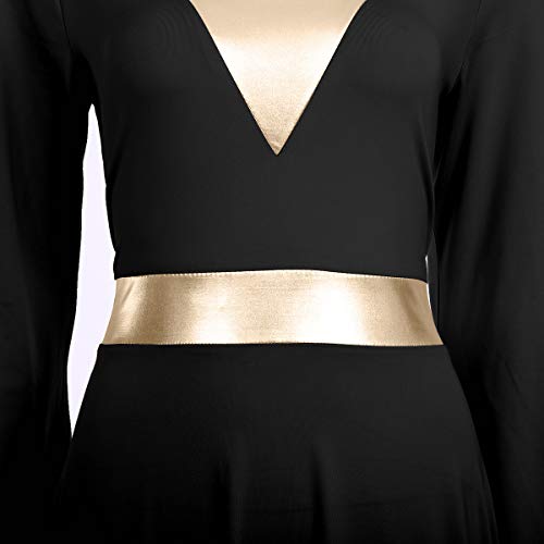 Robe de danse manches longues noir métallisé aux reflets premium - 5