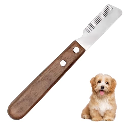 Dog Brushes For Grooming, Hand Stripping Tools Dog Stripping Comb For Border Terrier And Other Breeds, Portable Ergonomic Wooden Handle Right
