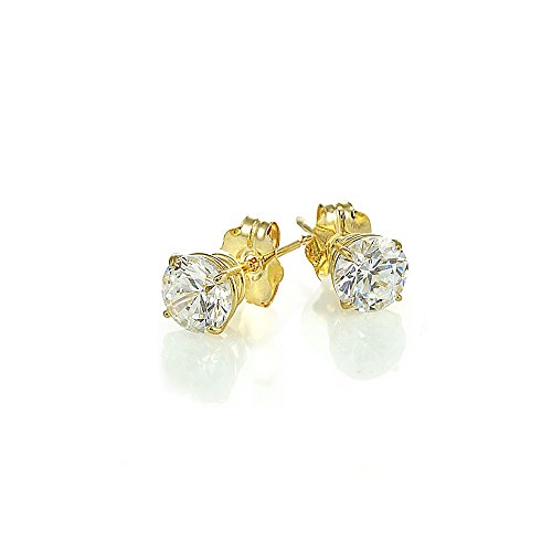 14K Gold Round Prong-set Stud Earrings set with AAA Cubic Zirconia4