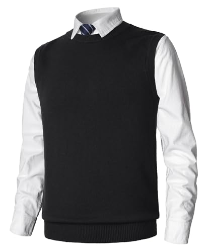 MeiLayM Homme Gilet en Laine Unie en Maille Automne Col Rond Gilet Slim Fit Business Cardigans Débardeurs Classique Gentleman Tricots Cardigans Pulls et sans...