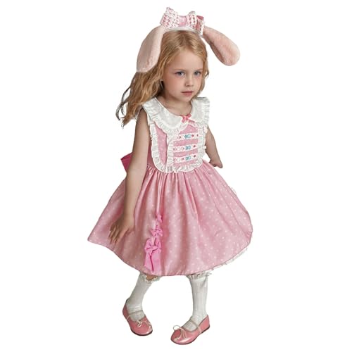 Kids Cute Ruffle Sleeve Dress Girls Casual Dresses with Headband and Socks for Party Birthday Outfit2