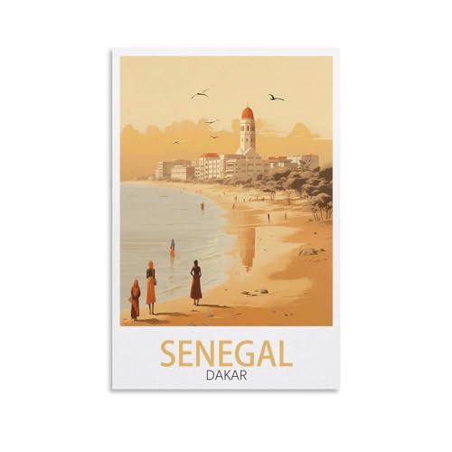 HXHNFERR Affiche murale vintage sur toile représentant le Sénégal de Dakar - Motif paysage de voyage - 20 x 30 cm - Décoration pour chambre à coucher