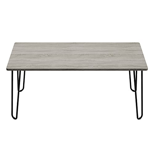 LAVISH HOME Coffee Table with Hairpin Legs - Modern Industrial Style Decor, Woodgrain-Look and Steel Accent Minimalist Furniture for Living Room or Office