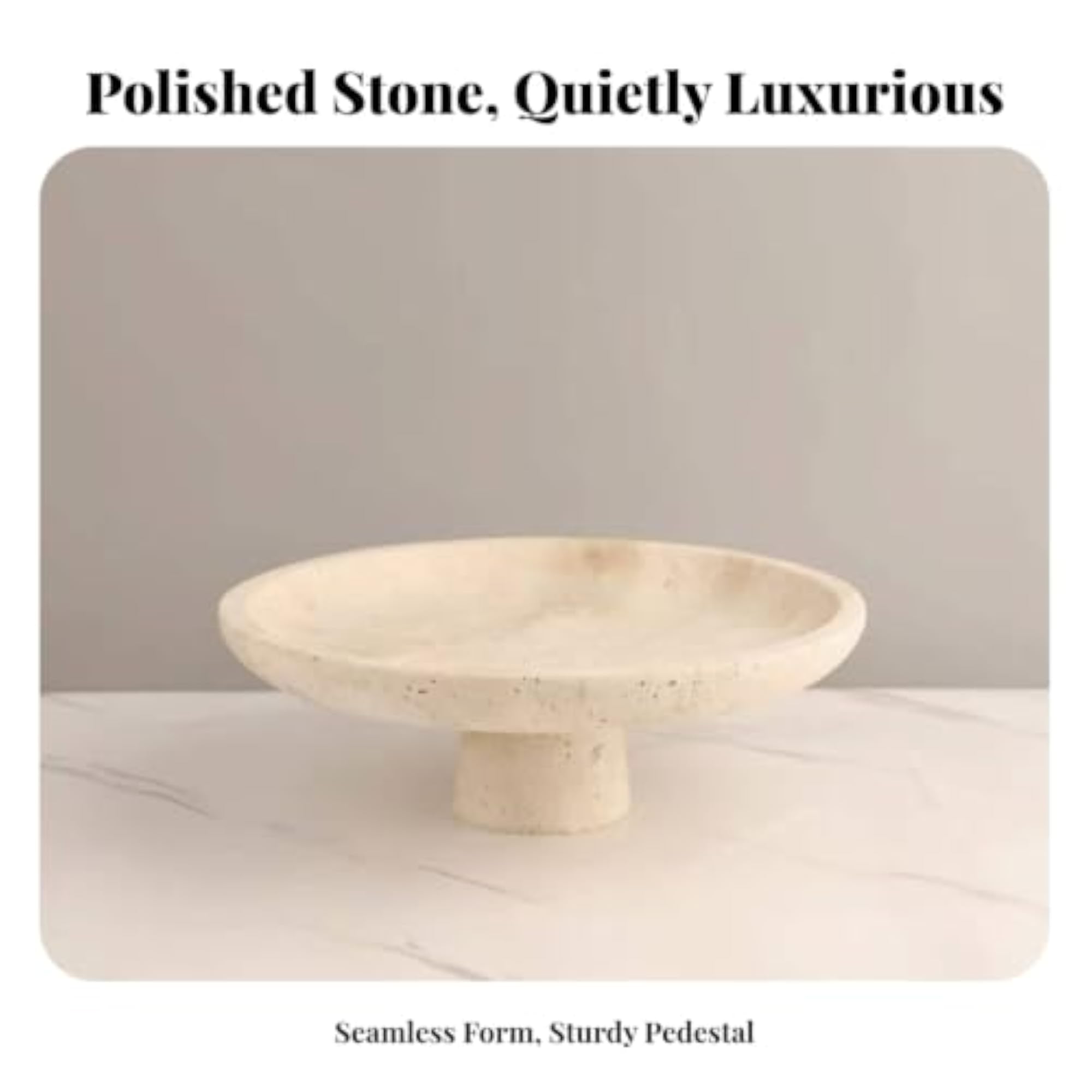 Minimalist Round Pedestal Tray, Decorative Stone Dish