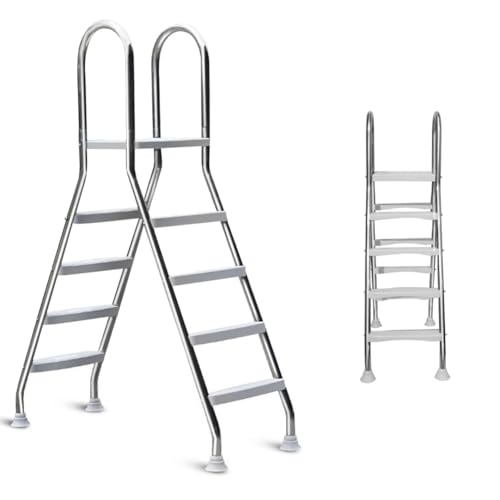 Escalera para piscina de 4 peldaños en acero inoxidable miniatura 6