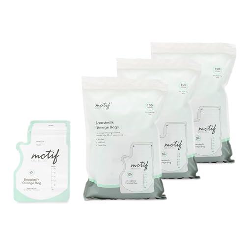 Image of Motif Medical Breastmilk Storage Bags - Freezer Bag w/Easy Pour Spout, Write-On Label - Leak-Proof Double Zipper Milk Bags for Breastmilk - Breastfeeding Mom Gifts (6 oz, 300 Count)