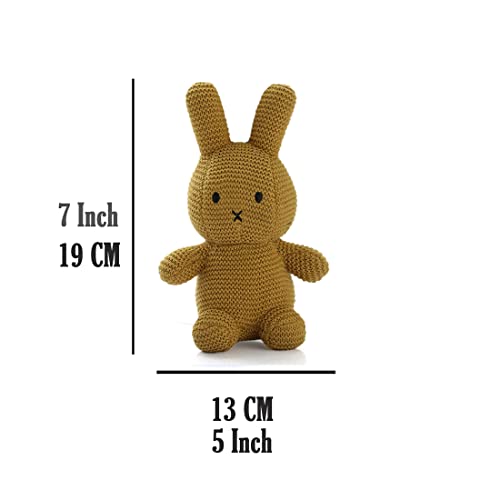 Image of Pluchi Coco Bunny Soft Toys for Girls Cotton Knitted Toys for Babies (Stuffed Toys) in Mustard Color (19 Cm x 13 Cm)