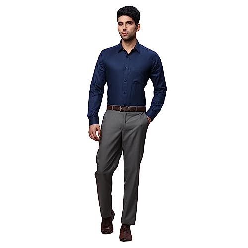 Image of Raymond Men's Pure Cotton Solid Pattern Slim Fit Semi Cutaway Collar Full Sleeve Formal Shirt