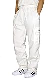 DREAM USA Men's Heavyweight Fleece Cargo Sweatpants, White, 3X-Large