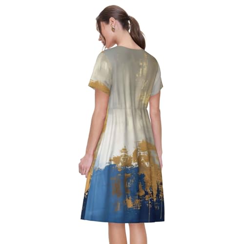 Robe d'été chic décontractée à manches courtes imprimée - 5
