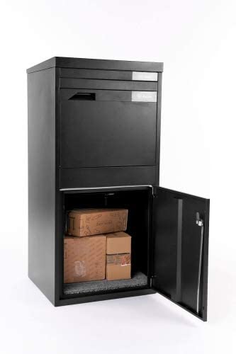 Página de inicio Caja de paquete Caja de correo negro Caja de paquete Buzón de correo grande Buzón de acero negro montado en la pared independiente