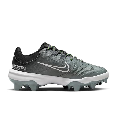 Nike Women's Hyperdiamond 4 Pro Molded Softball Cleats SZ 7 Black | White | Gray, DC8990-0013