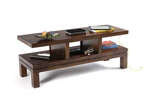 WOODSTAGE Solid Sheesham Wood Tv Entertainment Unit Cabinet Home Theater Table Stand - Maghony Finish