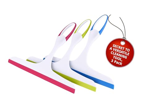 Image of Kitchen Wiper Squeegee for Cleaning Window Glass Tiles, Kitchen Table Platform, Car Auto Windshield (Multicolour) - Pack of 3 Pcs