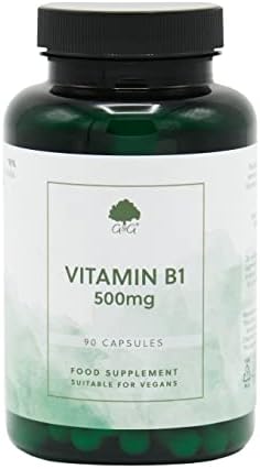 Vitamin B1 Thiamine HCl Capsules | 500mg of B1 Thiamine HCl per Capsule | 90 Vegan Capsules | G&G Vitamins