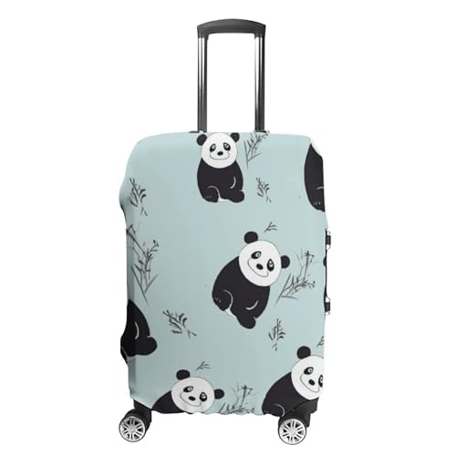 Cartoon Panda Bear Elastic Luggage Cover Suitcase Protector for 19-32 Inch Suitcases | Universal Stretchable Travel Bag Cover | Anti-Scratch, Washable with Zipper Closure S