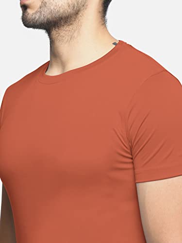 Image of BULLMER Solid Cotton Blended Half Sleeve Round Neck Tshirt for Men