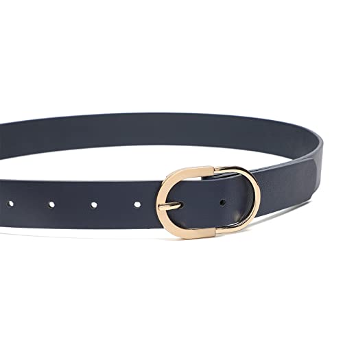 Tanpie Womens Leather Waist Belts For Jeans Pants With Gold Buckle Blue Small #TOP3