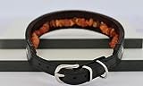 Generisch Hundehalsband aus Leder mit natürlichem Baltischen Bernstein | Bernsteinkette für Hunde | Zeckenhalsband (50-55 cm)