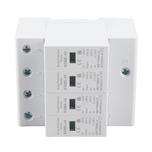 Keenso Haus-Überspannungsschutz 4P 40KA Haus Hutscheine Niederspannungsschutz für Überspannungsschutz (1 STK)