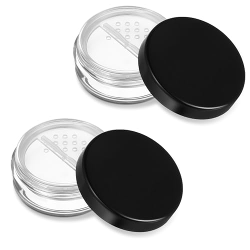 Tyqour Lot de 2 boîtes à poudre portables vides réutilisables de 10g, conteneurs à poudre libre vides transparents avec couvercle à tamis amovible pour femmes et filles