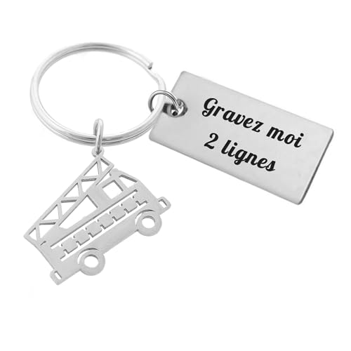 Porte-clés camion de pompier acier gravé pour ne plus perdre vos clés