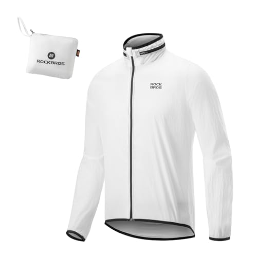 ROCKBROS Veste Cyclisme Homme Imperméable et Coupe-Vent, Légère Réfléchissante Respirante, Veste de Pluie Pliable à Manches Longues pour Vélo Route, VTT, Running M