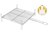 HR Hogar - Parrilla para Barbacoa de Acero Zincado Doble, 45x45 cm - Fabricado en Europa - Regalo Aceitera - Fácil Limpieza, Resistente y Duradera