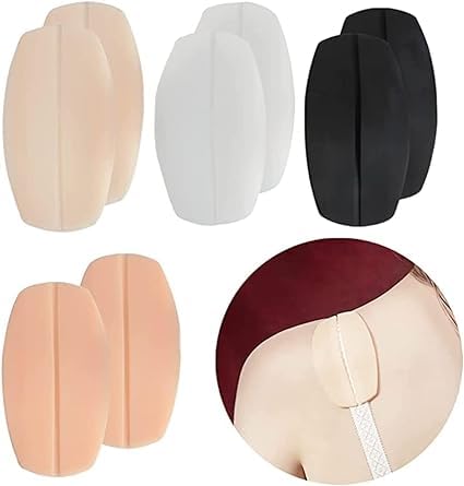2Pairs Random Color Silicone Bra Strap Cushions Holder Non-Slip Comfort Shoulder Protectors Pads(BK,WH,Skin Colors) Easy Easy to Use and Store,Lingerie, Sleep and Lounge