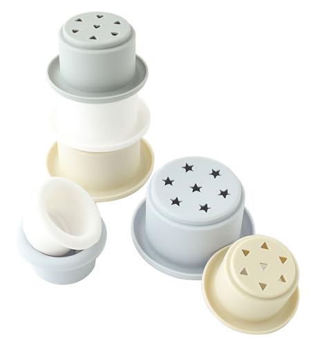 エトワールドール シリコンスタッキングカップ ファーストトイに 食品衛生検査クリア 煮沸消毒,電子レンジスチーム消毒,薬液消毒が可能 約 W8xH8xD8cm (タワー全長 約23.5cm) AS00310-ED