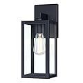 GRUENLICH Waterproof Large Outdoor Wall Lanterns, Modern Black Porch Sconces with Clear Glass Shade, E26 Socket Max 60W, IP65 Rated, Metal Frame, for Patio, Front Door, Entryway, 1-Pack