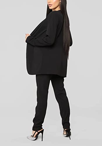 Tcremisa Women's Casual Pants Suit 2 Piece Business Outfits Solid Long Sleeve Blazer and Pencil Pant Sets4