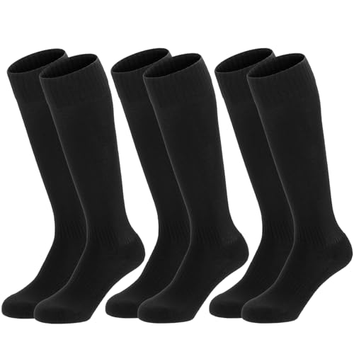 Regilt 3 Pairs Kids Youth Baseball Socks Cushioned Soccer Football Softball Socks for Boys Girls (US Alpha Medium Regular Regular Black)