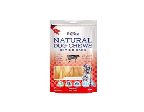 Frigera Rinderohren 10 STK, 200g – Natürliche, Proteinreiche Leckerlis für Hunde,Gluten- und Getreidefrei, Hochwertige Hundesnacks ohne Zusatzstoffe