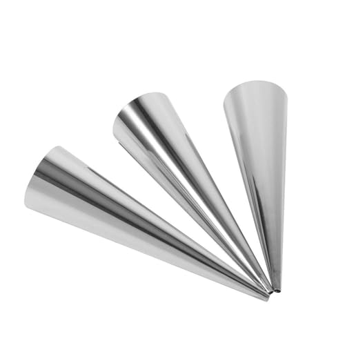 3PCS Cream Horn Molds, Cone Shaped Cannoli Forms Tubes Stainless Steel Cream Horn Moulds Cones Conical Tube Baking Molds for Cream Roll(S)