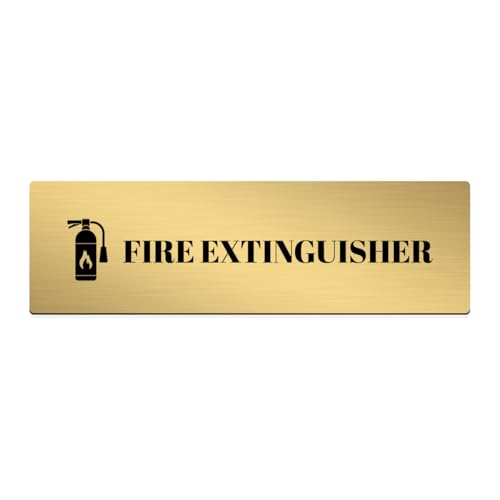 Image of Brushed Silver PVC Office Sign with Double-Sided Tape | Durable 10x3 Inch Signage for Clinics, Malls, Gyms & Hospitals - Available in Silver & Gold (Brushed Gold, Fire Extinguisher)