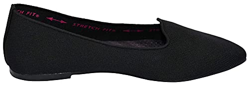 Skechers Skechers Women's Cleo-Sherlock-Engineered Knit Loafer Skimmer Ballet Flat, Black/Black, 6 M US