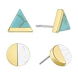 Turquoise Stud Earrings Sets for Women 18K Cute Earring Hypoallergenic Small Geometric Minimalist Je