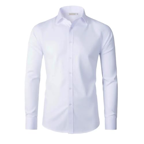 Beninos Men's Dress Shirts Casual Long Sleeve Button Down Shirt (5618 White, L)