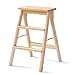 YNSHOP Échelle Pliable Tabouret Haut De Cuisine Échelle À Trois Marches d'escalade Domestique Escabeau en Bois Matériau en Pin (Color : Wood Color, S : 42x48x64cm)